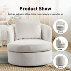 Swivel Barrel Chair with Lamb Wool Fabric