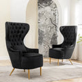Set van 2 KINWELL fluwelen accentstoelen met hoge vleugelrug en knoopstiksels