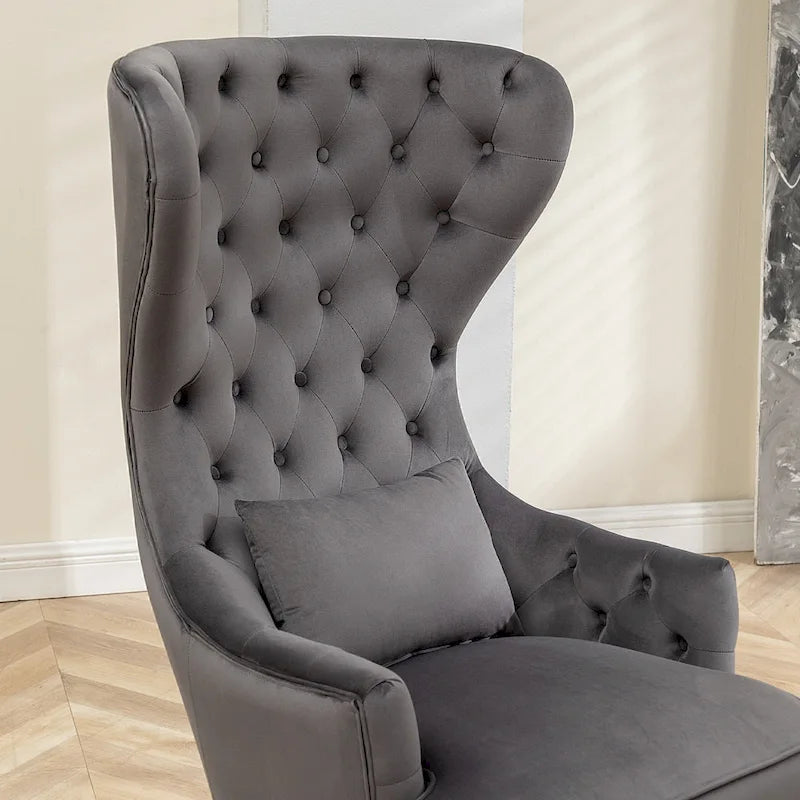 Set van 2 KINWELL fluwelen accentstoelen met hoge vleugelrug en knoopstiksels