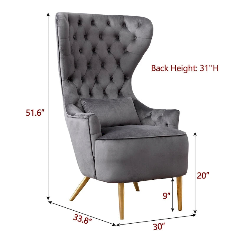 Set van 2 KINWELL fluwelen accentstoelen met hoge vleugelrug en knoopstiksels