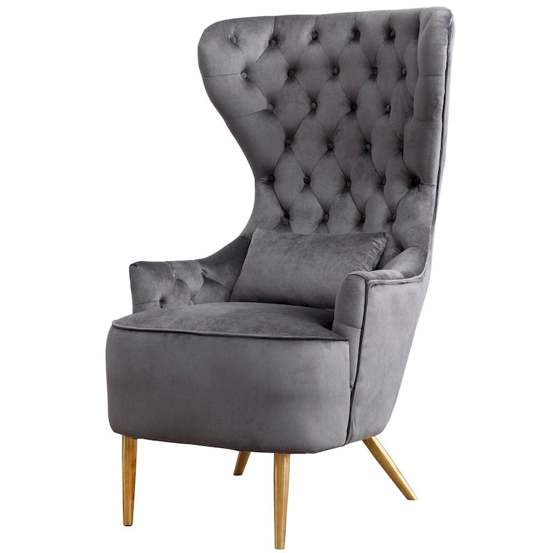 Set van 2 KINWELL fluwelen accentstoelen met hoge vleugelrug en knoopstiksels