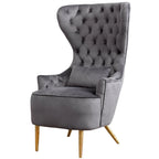 Set van 2 KINWELL fluwelen accentstoelen met hoge vleugelrug en knoopstiksels