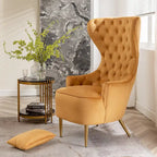 Set van 2 KINWELL fluwelen accentstoelen met hoge vleugelrug en knoopstiksels