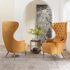 Set van 2 KINWELL fluwelen accentstoelen met hoge vleugelrug en knoopstiksels