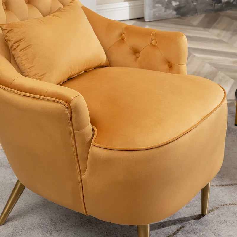 Set van 2 KINWELL fluwelen accentstoelen met hoge vleugelrug en knoopstiksels