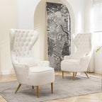 Set van 2 KINWELL fluwelen accentstoelen met hoge vleugelrug en knoopstiksels
