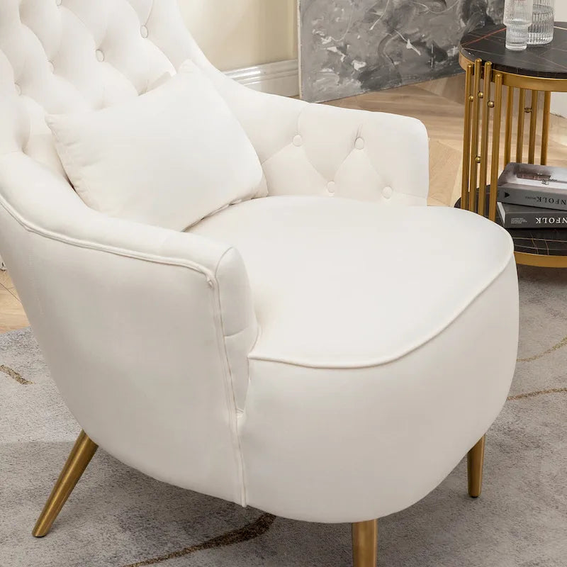 Set van 2 KINWELL fluwelen accentstoelen met hoge vleugelrug en knoopstiksels
