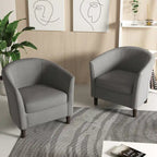 2 Set Modern Linen Barrel Accent Chairs Club Armchair