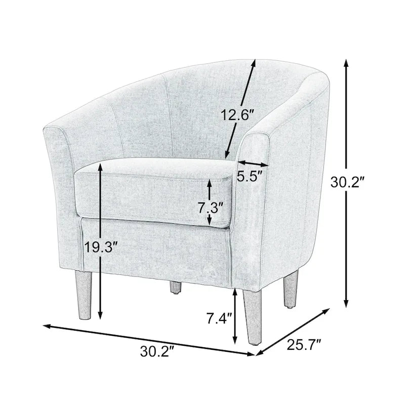 2 Set Modern Linen Barrel Accent Chairs Club Armchair