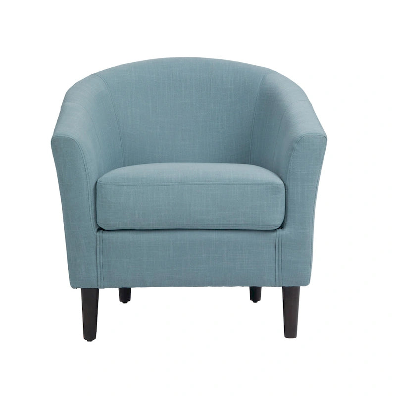 2 Set Modern Linen Barrel Accent Chairs Club Armchair