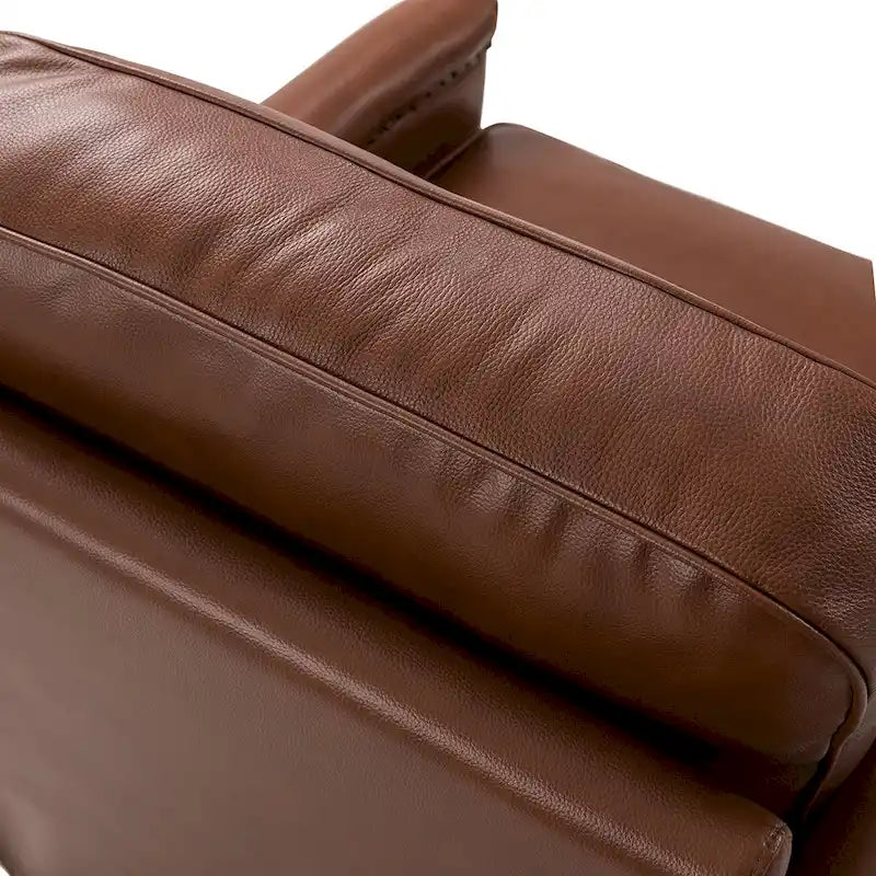 Rita Classic Genuine Leather Swivel Armchair With Nailhead Trims By HULALA HOME