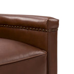Rita Classic Genuine Leather Swivel Armchair With Nailhead Trims By HULALA HOME