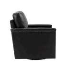 Rita Classic Genuine Leather Swivel Armchair With Nailhead Trims By HULALA HOME