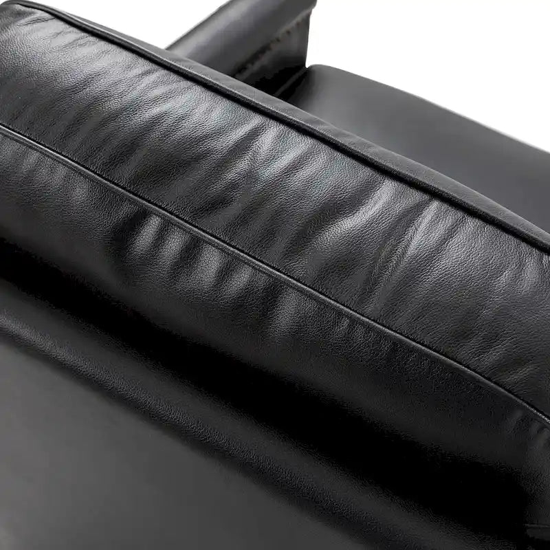 Rita Classic Genuine Leather Swivel Armchair With Nailhead Trims By HULALA HOME
