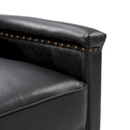 Rita Classic Genuine Leather Swivel Armchair With Nailhead Trims By HULALA HOME