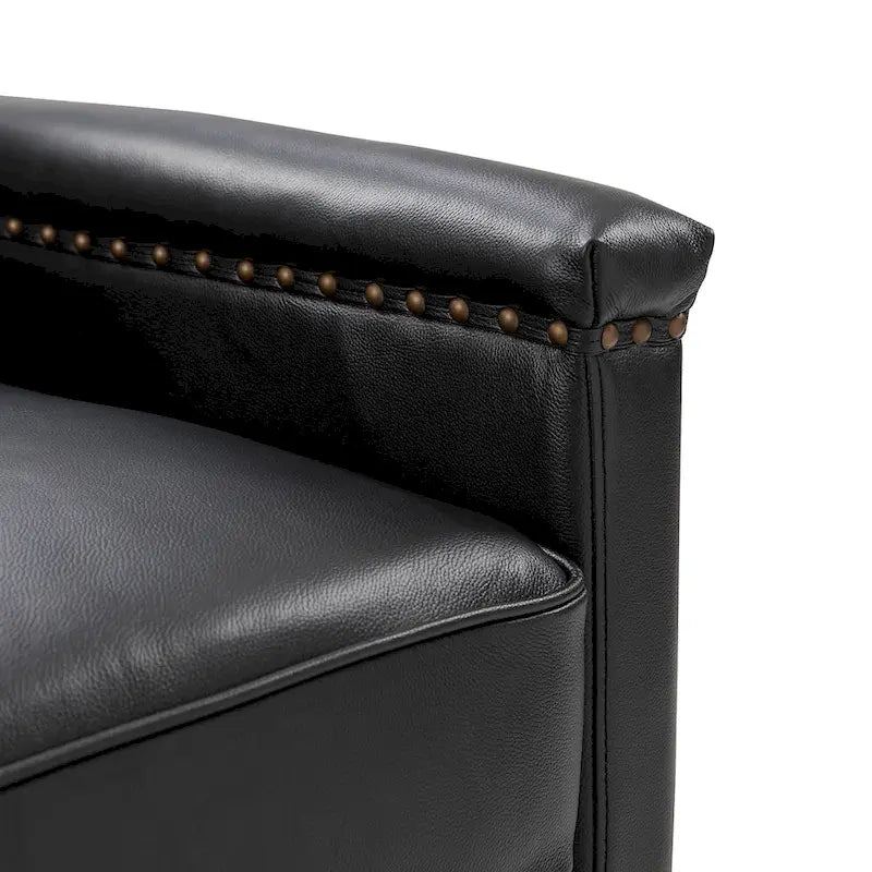 Rita Classic Genuine Leather Swivel Armchair With Nailhead Trims By HULALA HOME
