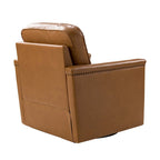 Rita Classic Genuine Leather Swivel Armchair With Nailhead Trims By HULALA HOME