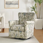 Georg Comfortable Floral Fabric Swivel Rocker Chair with Rolled Armrest by HULALA HOME