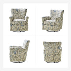 Georg Comfortable Floral Fabric Swivel Rocker Chair with Rolled Armrest by HULALA HOME
