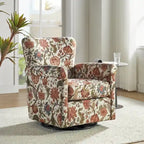 Georg Comfortable Floral Fabric Swivel Rocker Chair with Rolled Armrest by HULALA HOME