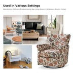 Georg Comfortable Floral Fabric Swivel Rocker Chair with Rolled Armrest by HULALA HOME