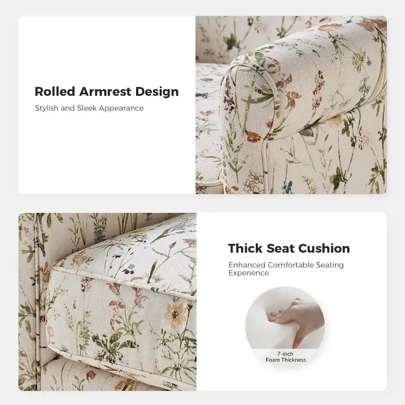Georg Comfortable Floral Fabric Swivel Rocker Chair with Rolled Armrest by HULALA HOME