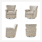 Georg Comfortable Floral Fabric Swivel Rocker Chair with Rolled Armrest by HULALA HOME