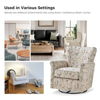 Georg Comfortable Floral Fabric Swivel Rocker Chair with Rolled Armrest by HULALA HOME
