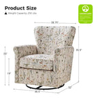 Georg Comfortable Floral Fabric Swivel Rocker Chair with Rolled Armrest by HULALA HOME
