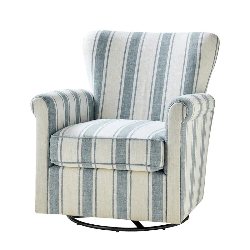 Georg Comfortable Floral Fabric Swivel Rocker Chair with Rolled Armrest by HULALA HOME