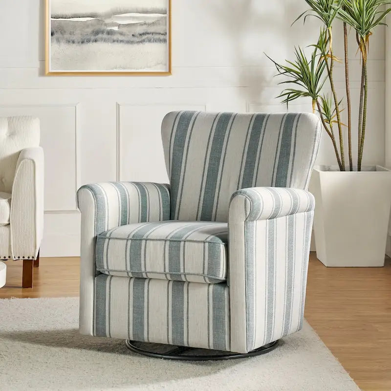Georg Comfortable Floral Fabric Swivel Rocker Chair with Rolled Armrest by HULALA HOME
