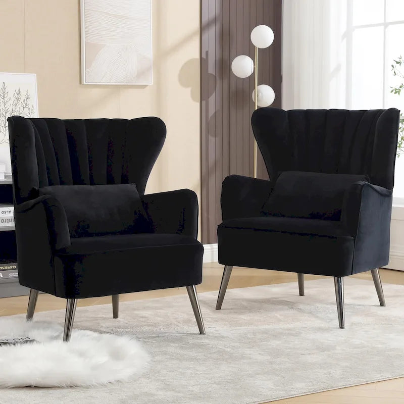Poltrona moderna con braccioli e schienale alto HOMYKA, poltrona imbottita d’arredo, set da 2