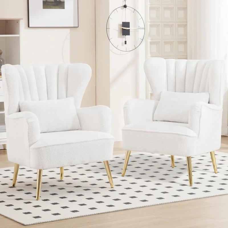 Juego de 2 sillones decorativos tapizados HOMYKA con brazos y respaldo alto de estilo moderno