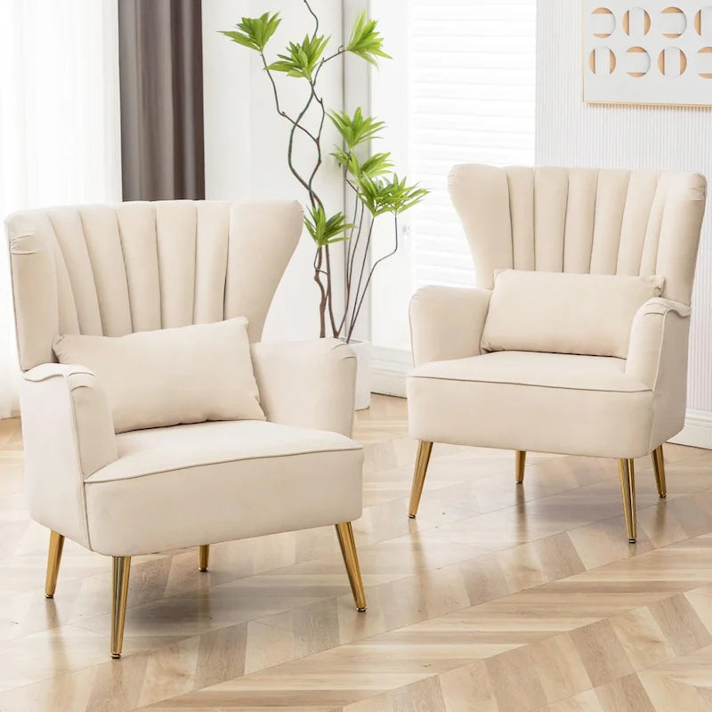 Poltrona moderna con braccioli e schienale alto HOMYKA, poltrona imbottita d’arredo, set da 2