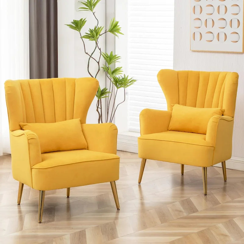 Poltrona moderna con braccioli e schienale alto HOMYKA, poltrona imbottita d’arredo, set da 2