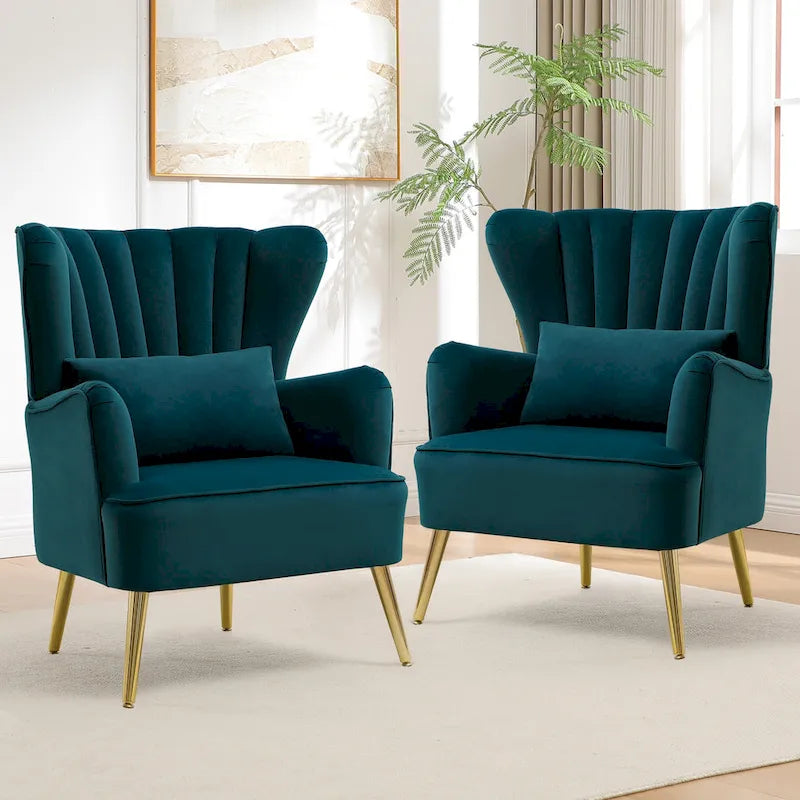 Poltrona moderna con braccioli e schienale alto HOMYKA, poltrona imbottita d’arredo, set da 2