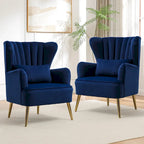 Poltrona moderna con braccioli e schienale alto HOMYKA, poltrona imbottita d’arredo, set da 2