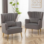 Poltrona moderna con braccioli e schienale alto HOMYKA, poltrona imbottita d’arredo, set da 2