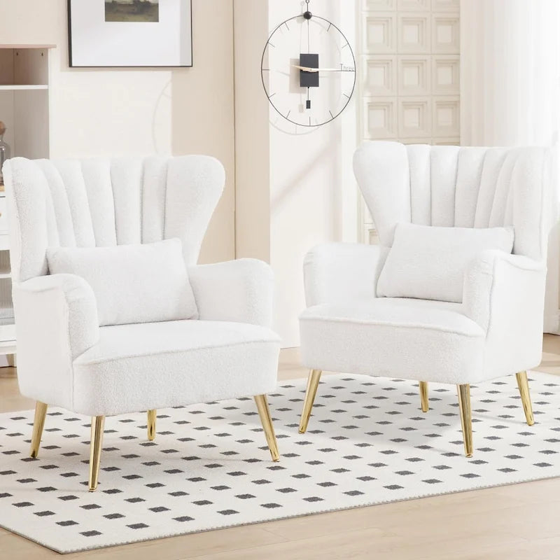 Poltrona moderna con braccioli e schienale alto HOMYKA, poltrona imbottita d’arredo, set da 2