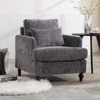 HOMEFUN századközepi modern, zsenília kárpitozású, favázas karosszék nappaliba