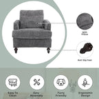 HOMEFUN századközepi modern, zsenília kárpitozású, favázas karosszék nappaliba