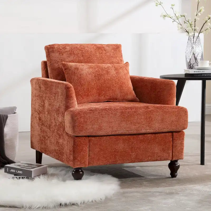 HOMEFUN századközepi modern, zsenília kárpitozású, favázas karosszék nappaliba