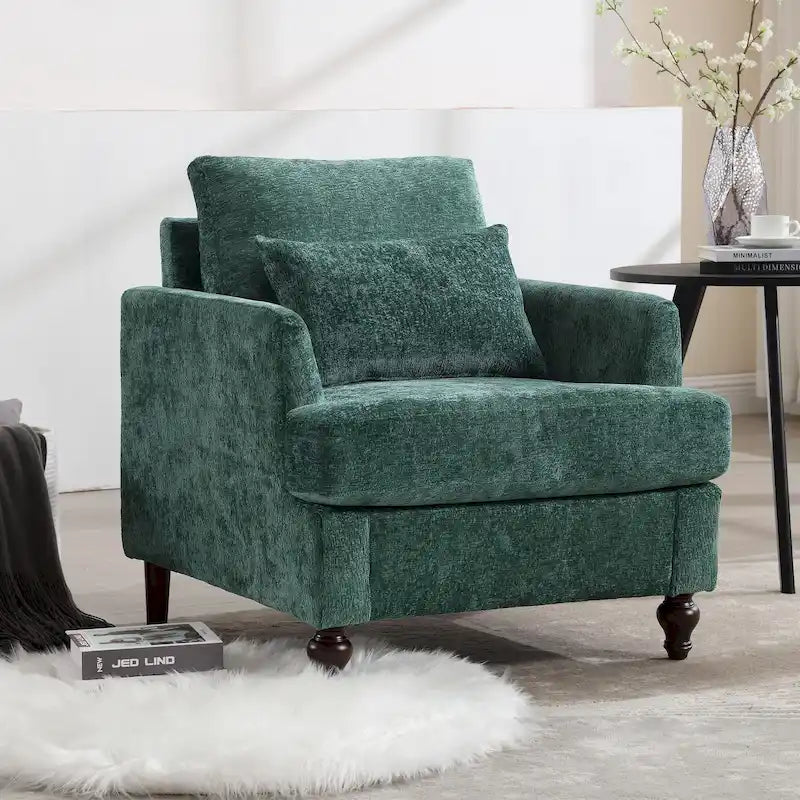 HOMEFUN századközepi modern, zsenília kárpitozású, favázas karosszék nappaliba