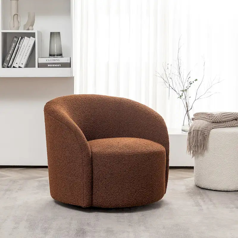 KINWELL 34 W gepolsterter Bouclé-Drehsessel in Fassform