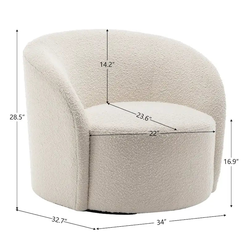 KINWELL 34 W gepolsterter Bouclé-Drehsessel in Fassform