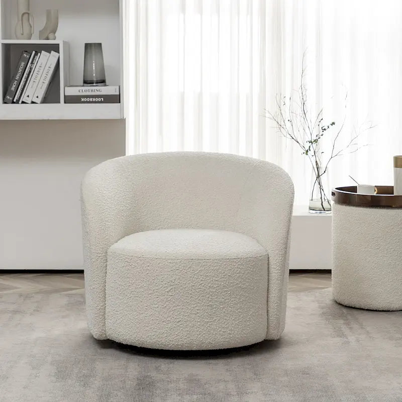 KINWELL 34 W gepolsterter Bouclé-Drehsessel in Fassform