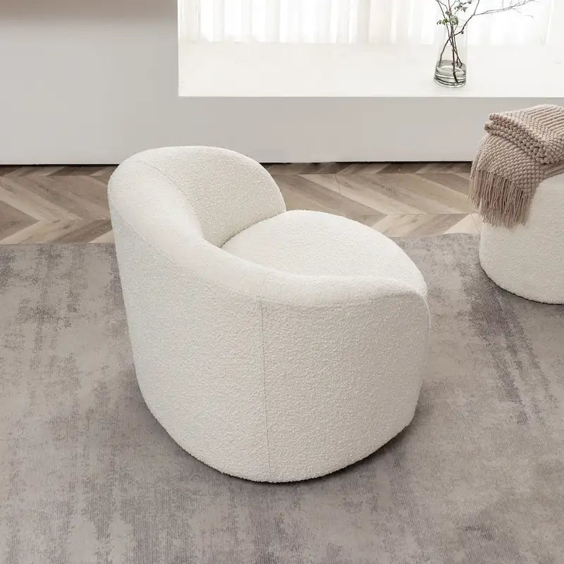 KINWELL 34 W gepolsterter Bouclé-Drehsessel in Fassform