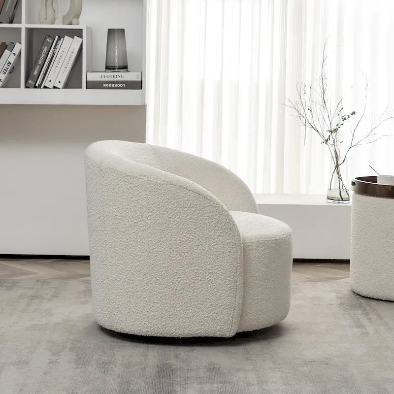 KINWELL 34 W gepolsterter Bouclé-Drehsessel in Fassform