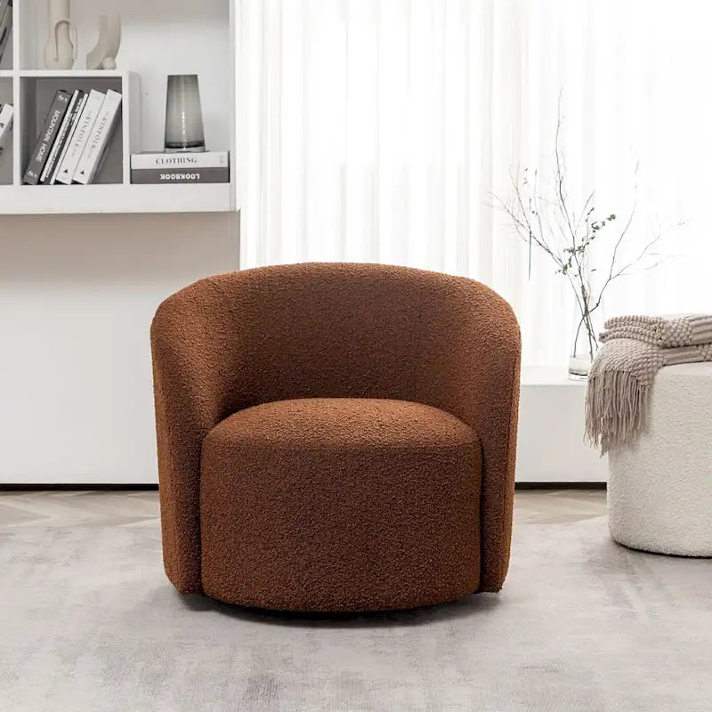 KINWELL 34 W gepolsterter Bouclé-Drehsessel in Fassform