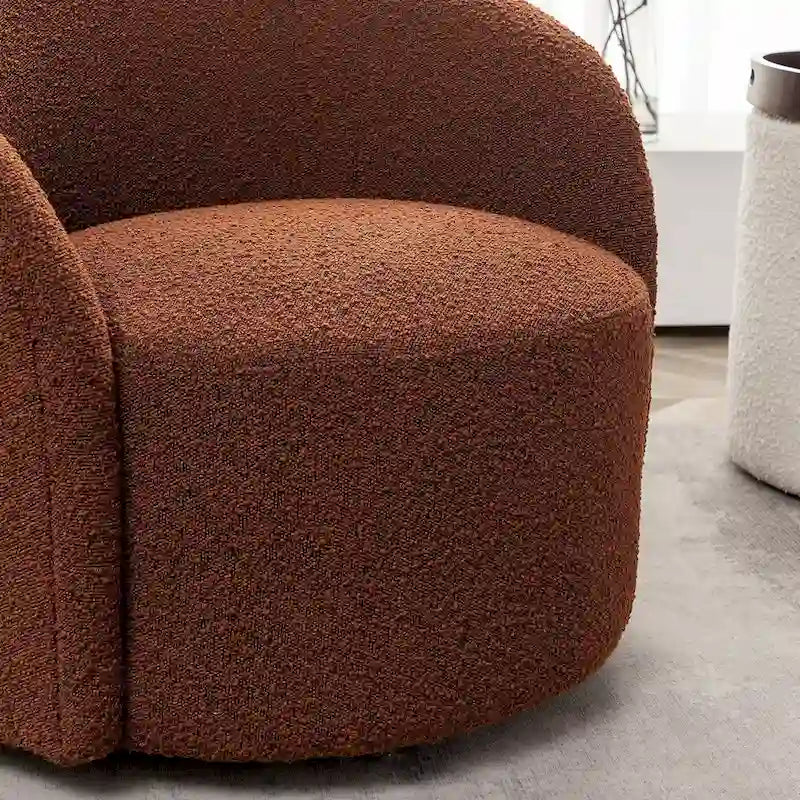KINWELL 34 W gepolsterter Bouclé-Drehsessel in Fassform
